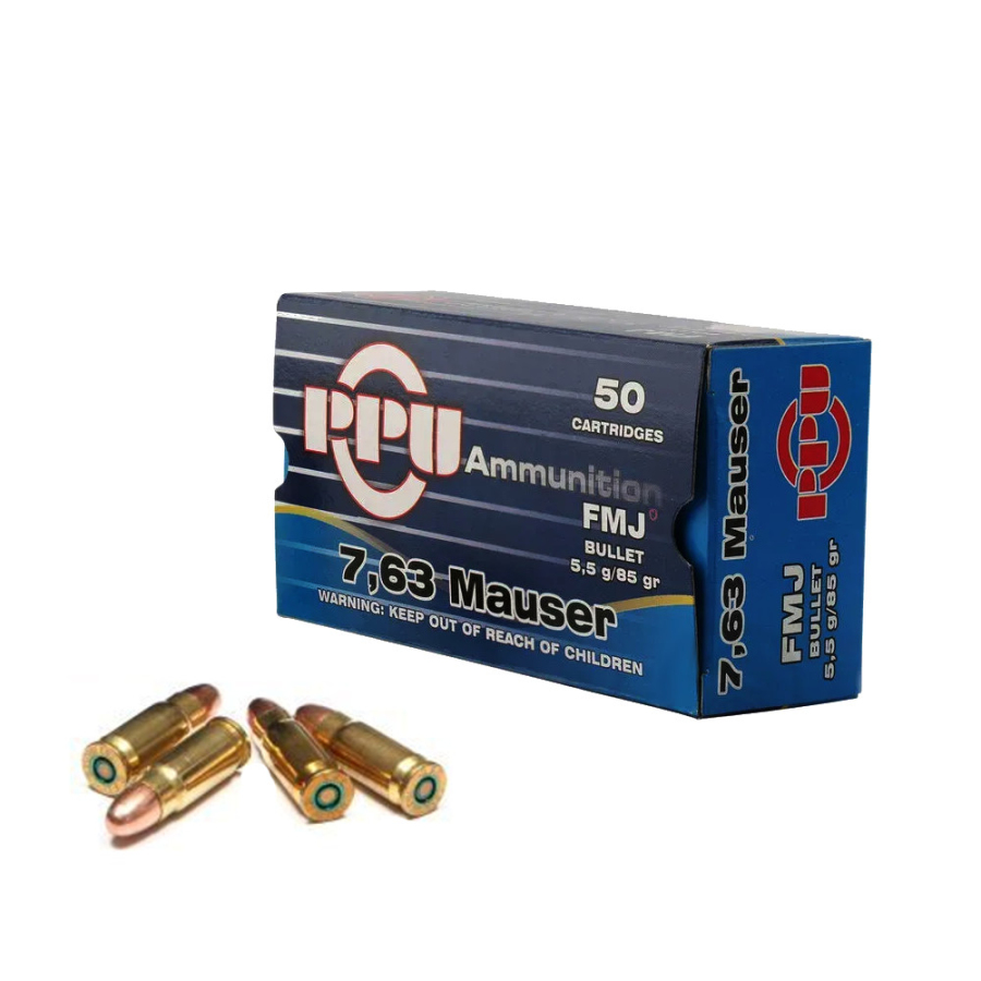 Náboje Prvi Partizan 7,63 Mauser FMJ 5,5 g / 50 ks